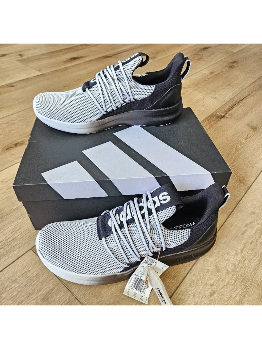 adidas Mens Size 10 Running Shoes Lite Racer Adapt 7.0 Cloudfoam Black White